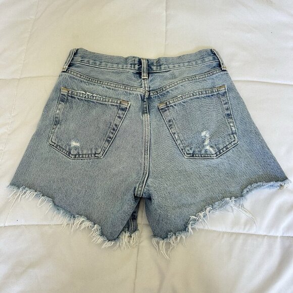 Agolde Long Parker Distressed Denim Shorts Light Wash Button-Fly Womens 24 - Picture 10 of 10
